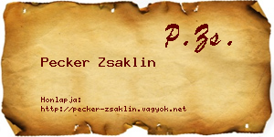Pecker Zsaklin névjegykártya